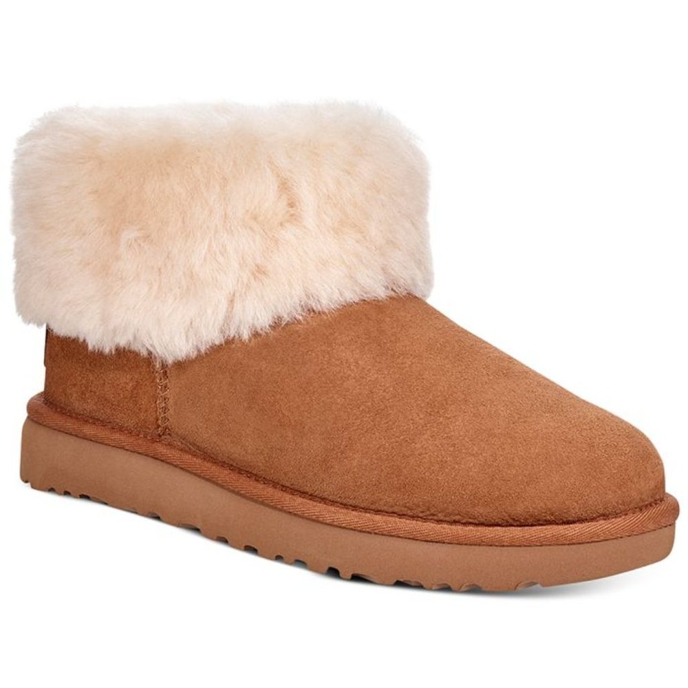 UGG Classic Chestnut Mini Fluff Genuine Shearling Bootie